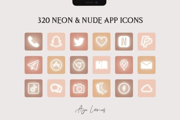 Download Neon &amp; Nude IOS App Icons - App icons Collection