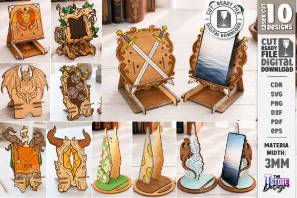 Download Dragon Phone Stand Laser Cut Bundle |CNC - Drag Collection