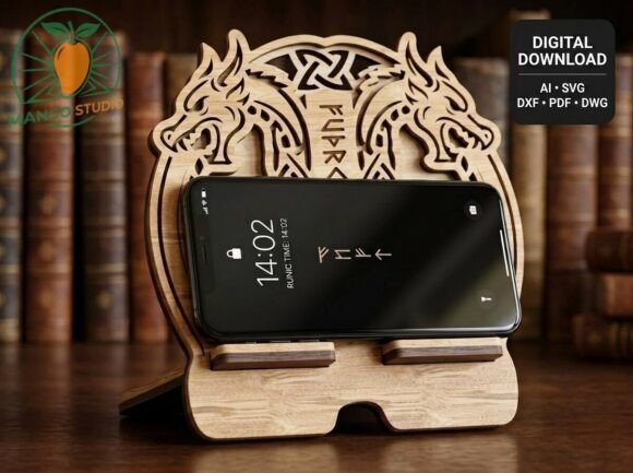 Download Viking Dragon Phone Stand SVG 199x197mm - Drag Collection